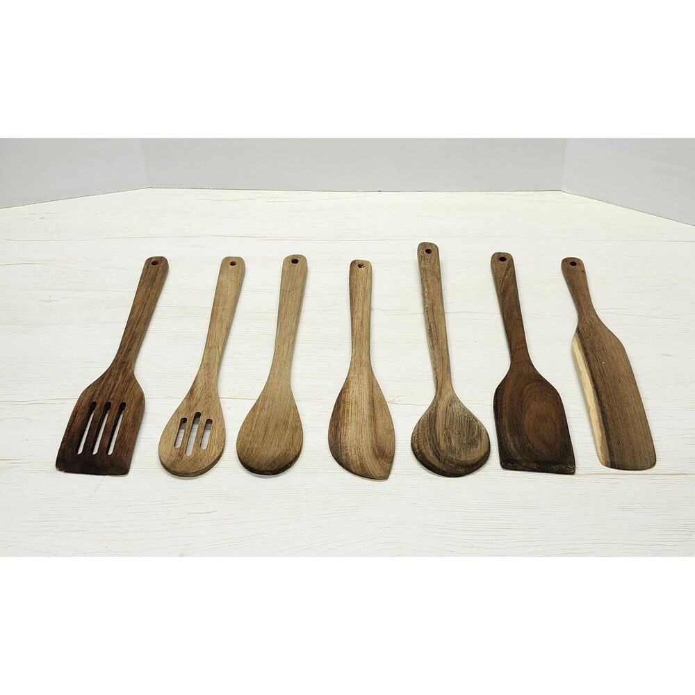 The Pioneer Woman 7-Piece Acacia Wood Kitchen Cooking Utensil Set Spoons & Spatu - Picture 12 of 12